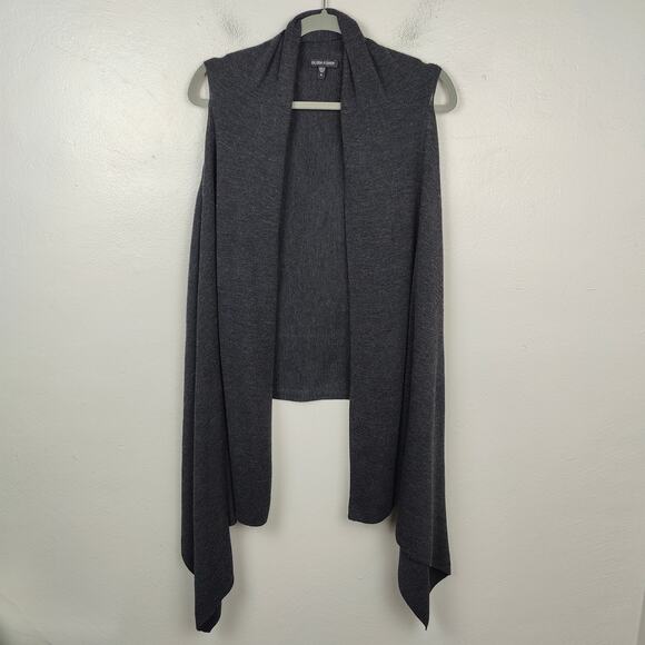 Eileen Fisher Open Cardigan Sweater‎ Womens XL Gray 100% Merino Wool Sleeveless - Picture 1 of 9
